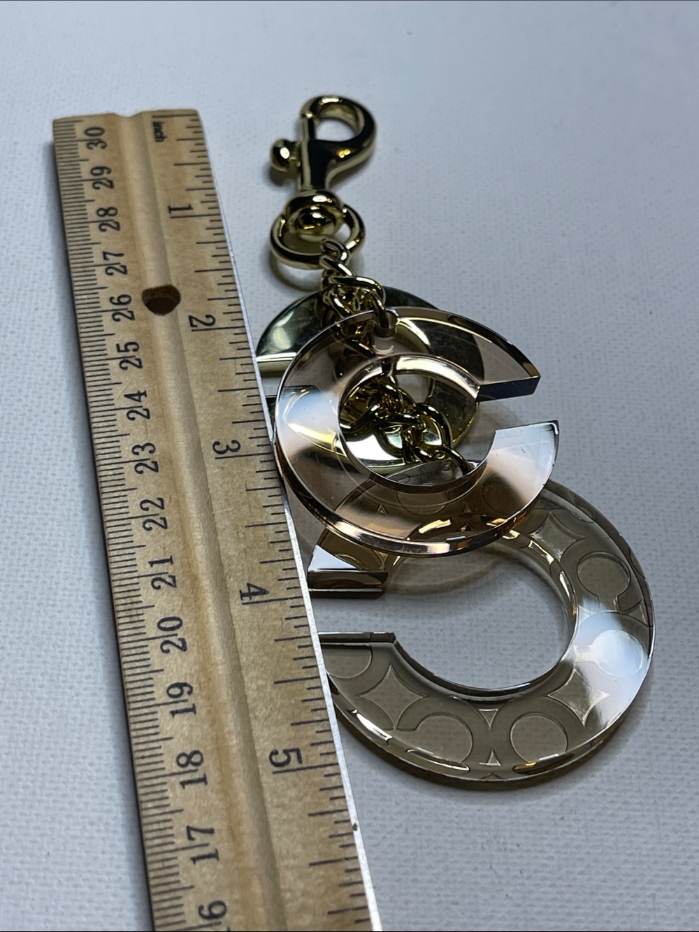Coach Multi-Tone 'C' Charm Keychain with Gold Hardware - Picture 5 of 5